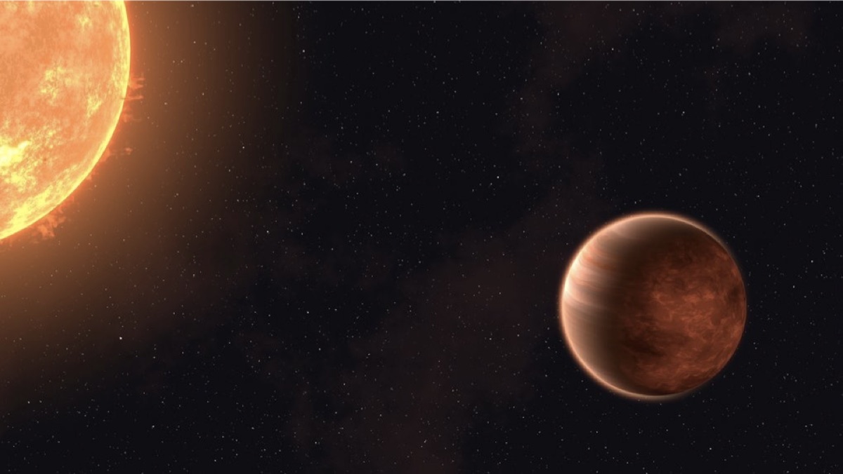 Artist's impression of a hot Jupiter exoplanet orbiting close to its host star