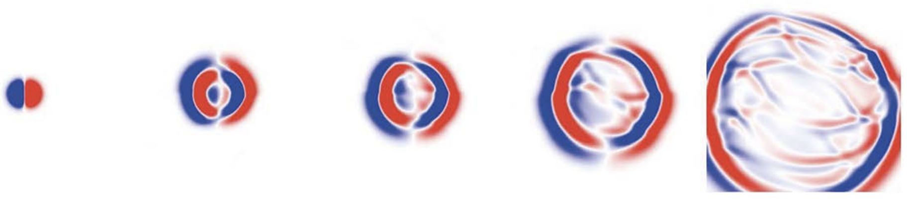Simulated radial elastic wavefields produced by a physics-informed neural network