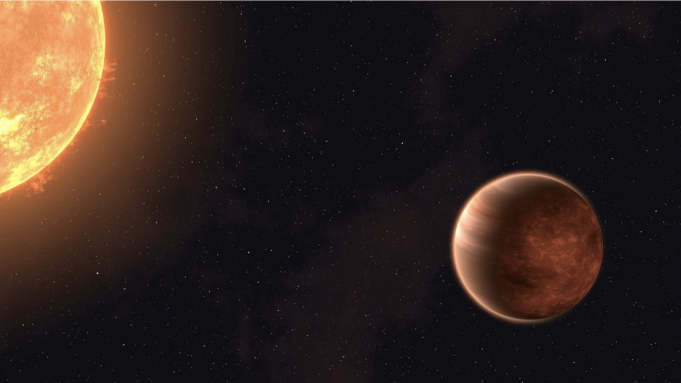 Artist’s illustration of a hot Jupiter exoplanet orbiting close to its host star